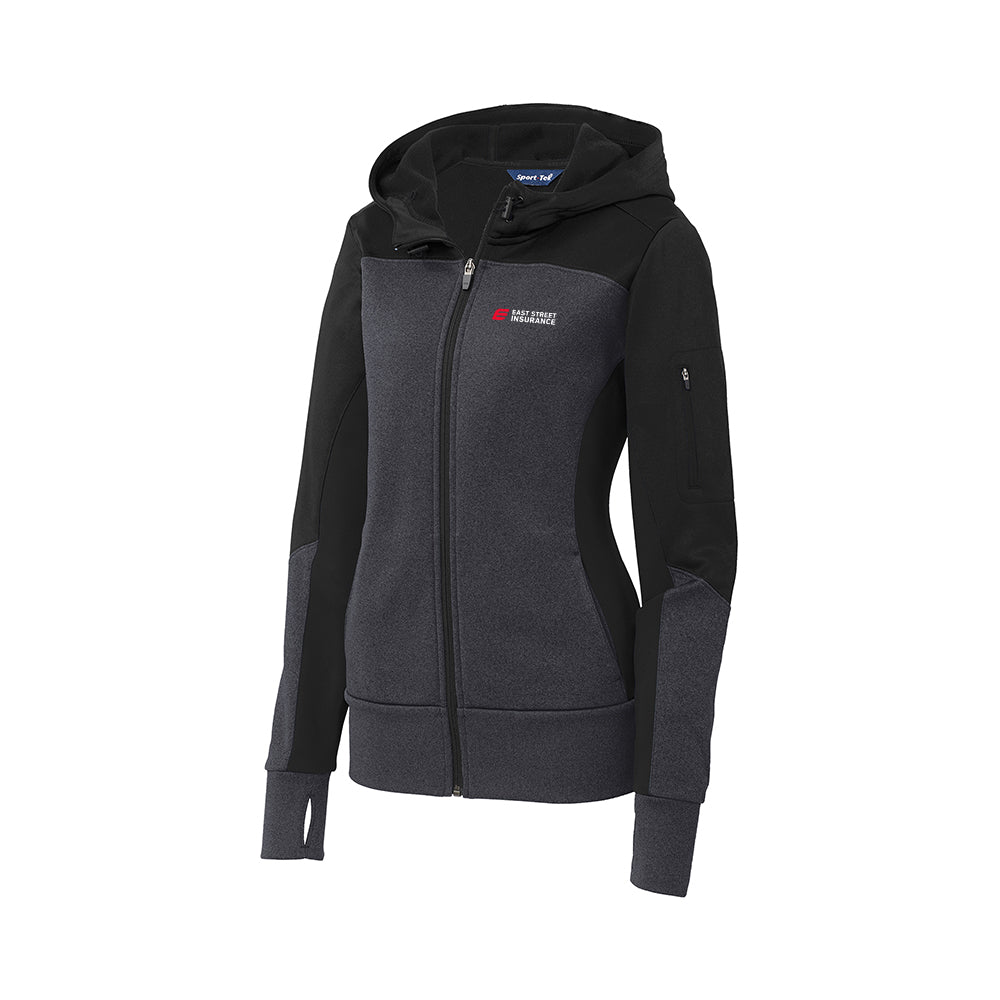 East Street - Sport-Tek Ladies Tech Fleece Colorblock Full-Zip Hooded Jacket