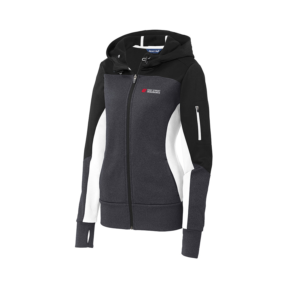 East Street - Sport-Tek Ladies Tech Fleece Colorblock Full-Zip Hooded Jacket