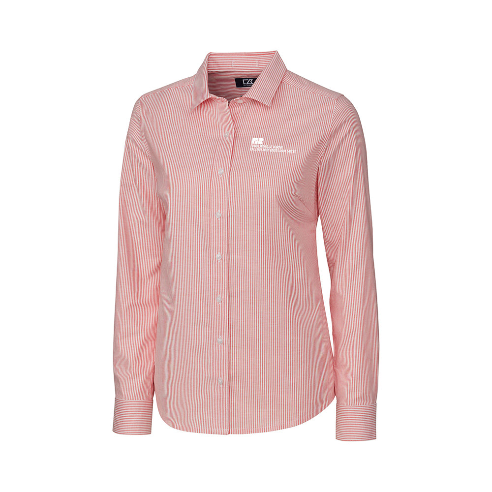 Tier 3 - Cutter & Buck Stretch Oxford Stripe Womens Long Sleeve Dress Shirt