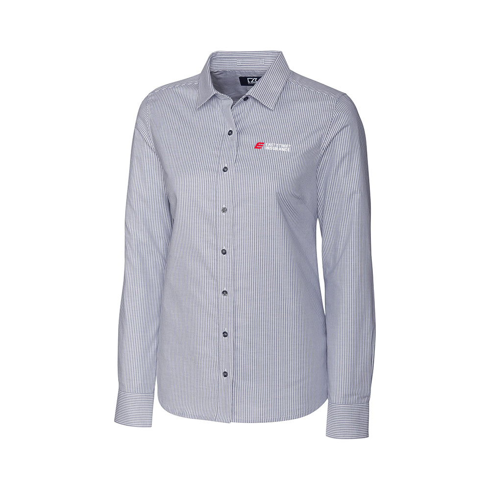 East Street - Cutter & Buck Stretch Oxford Stripe Womens Long Sleeve Dress Shirt