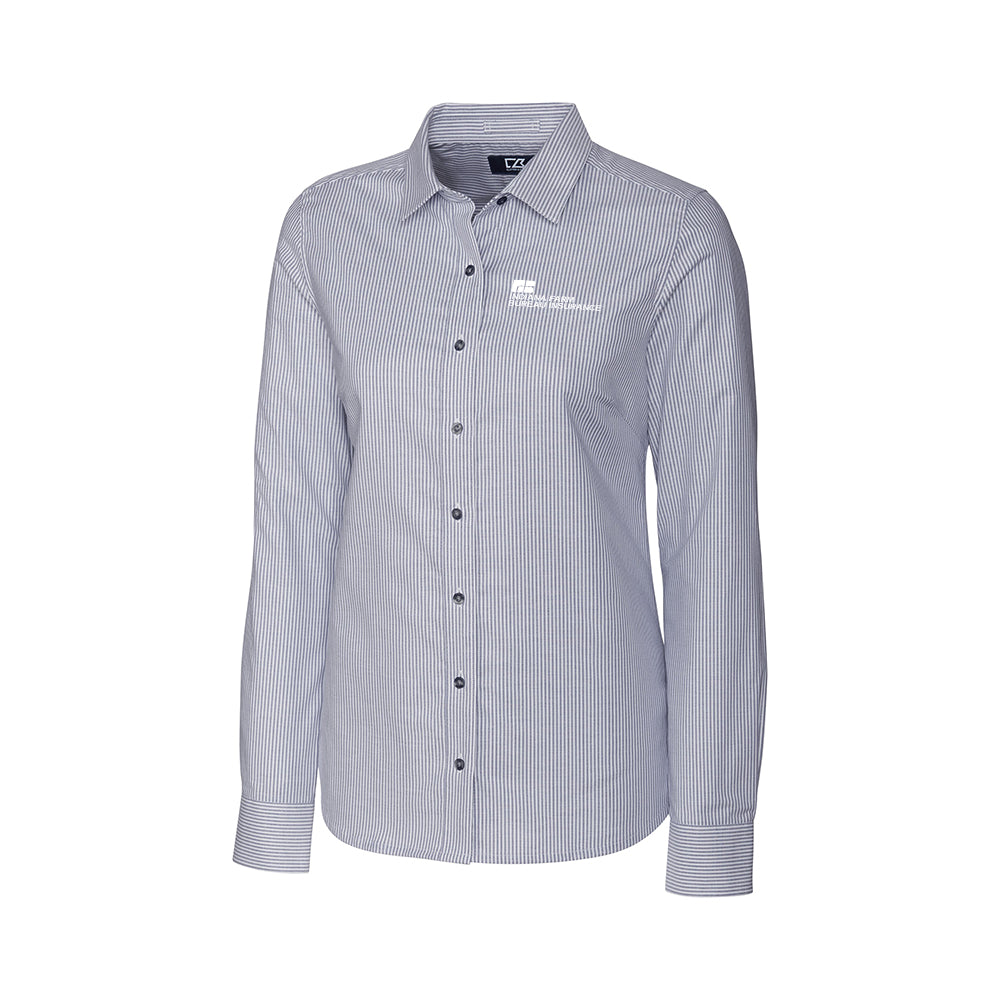 Tier 3 - Cutter & Buck Stretch Oxford Stripe Womens Long Sleeve Dress Shirt