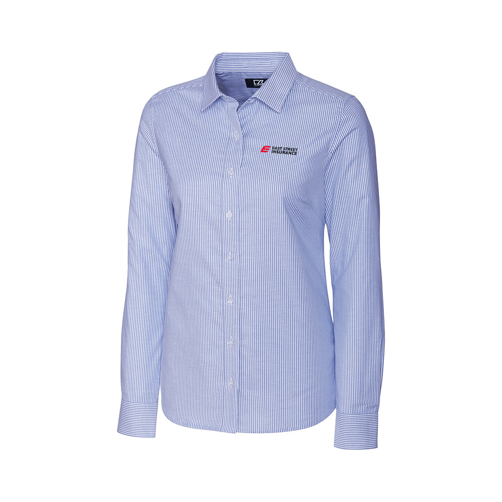 East Street - Cutter & Buck Stretch Oxford Stripe Womens Long Sleeve Dress Shirt