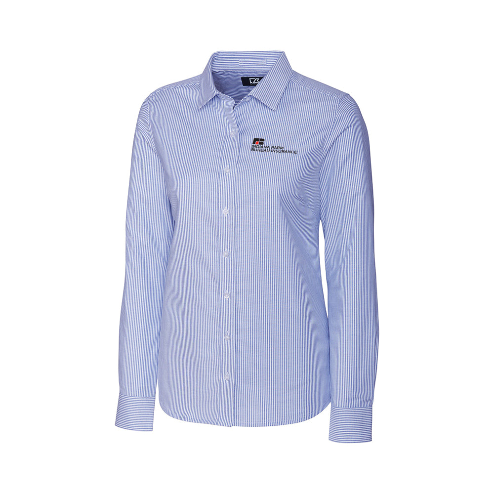 Tier 3 - Cutter & Buck Stretch Oxford Stripe Womens Long Sleeve Dress Shirt