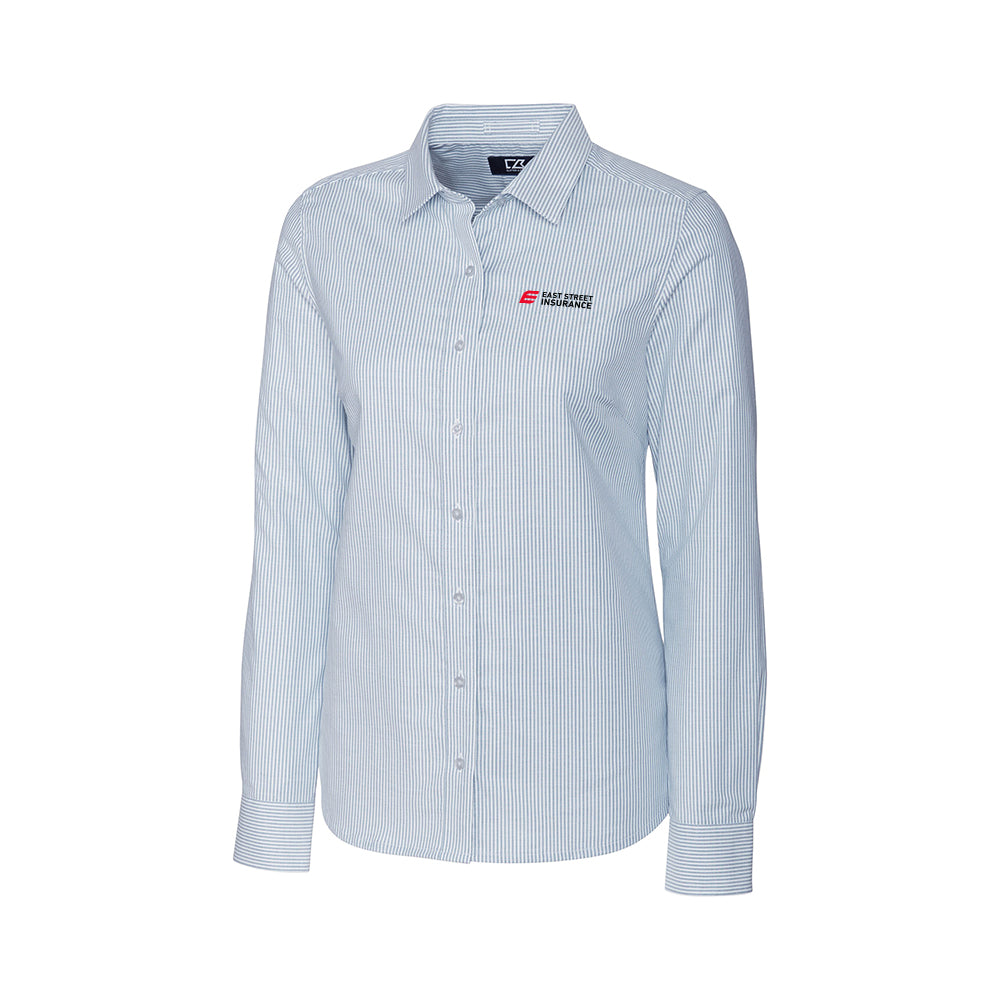 East Street - Cutter & Buck Stretch Oxford Stripe Womens Long Sleeve Dress Shirt