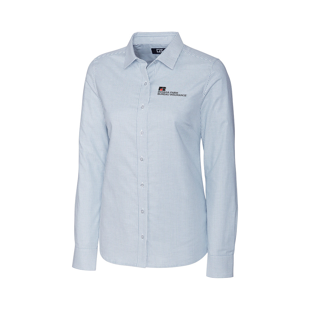 Tier 3 - Cutter & Buck Stretch Oxford Stripe Womens Long Sleeve Dress Shirt