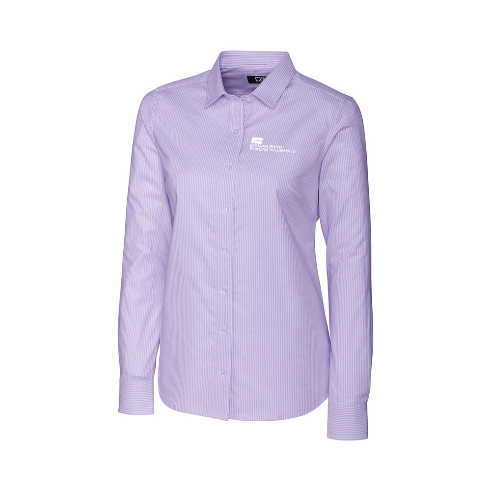 Tier 3 - Cutter & Buck Stretch Oxford Stripe Womens Long Sleeve Dress Shirt