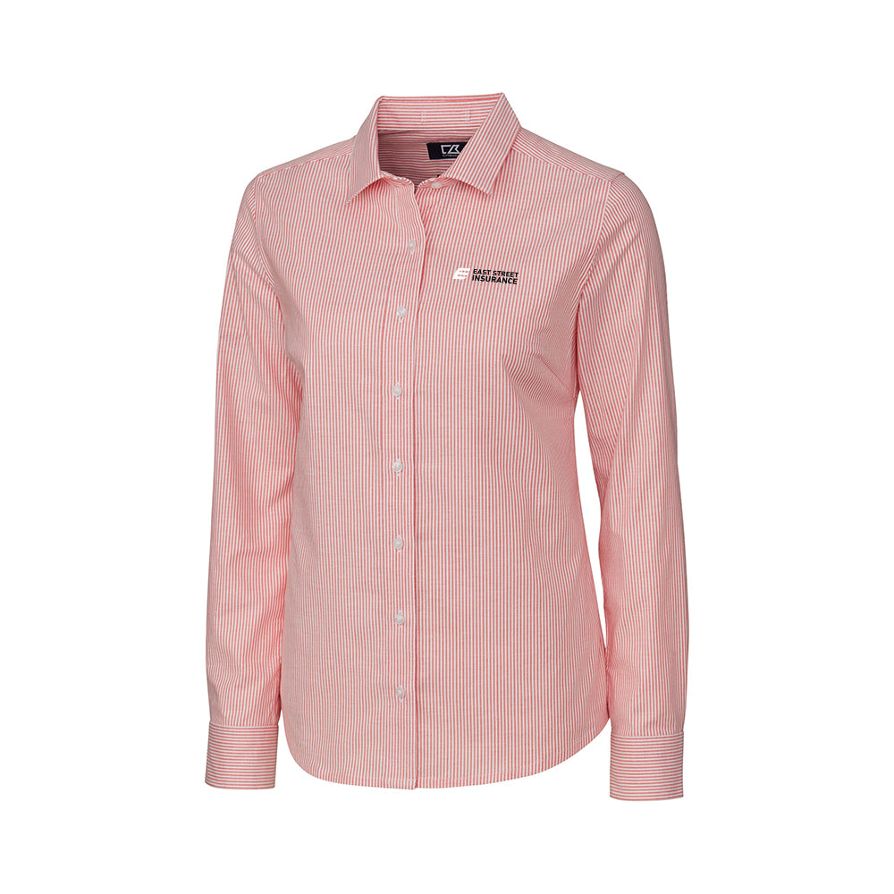East Street - Cutter & Buck Stretch Oxford Stripe Womens Long Sleeve Dress Shirt
