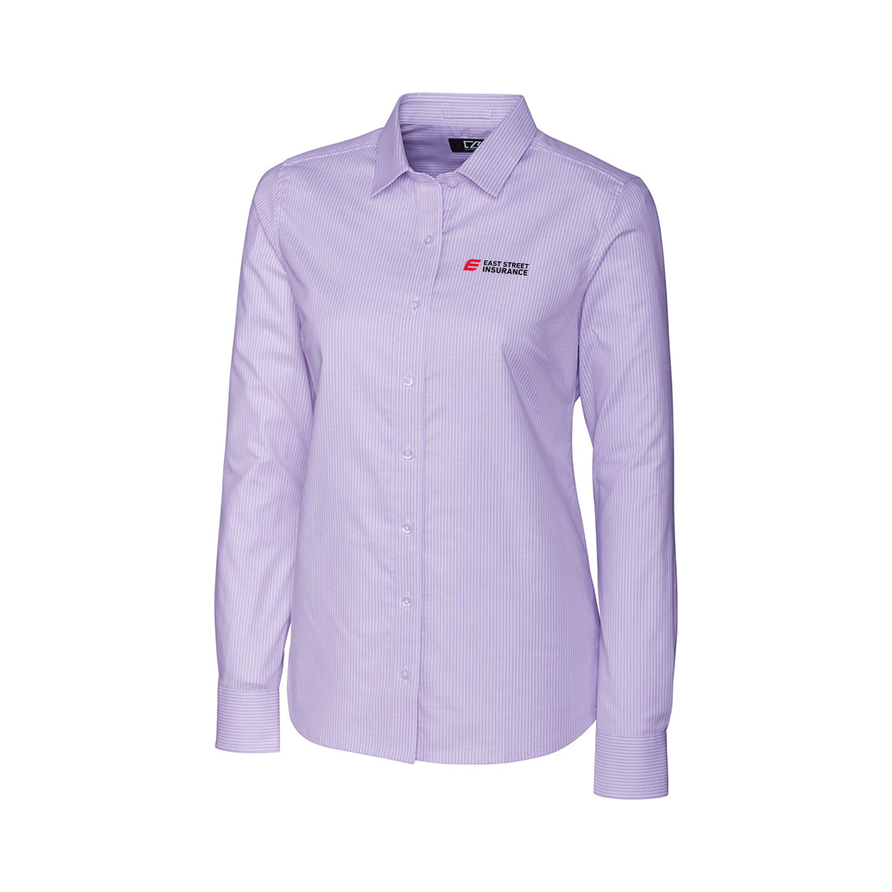 East Street - Cutter & Buck Stretch Oxford Stripe Womens Long Sleeve Dress Shirt