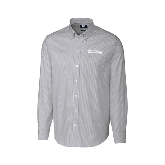 IFBI SKOW - Cutter & Buck Stretch Oxford Stripe Mens Long Sleeve Dress Shirt